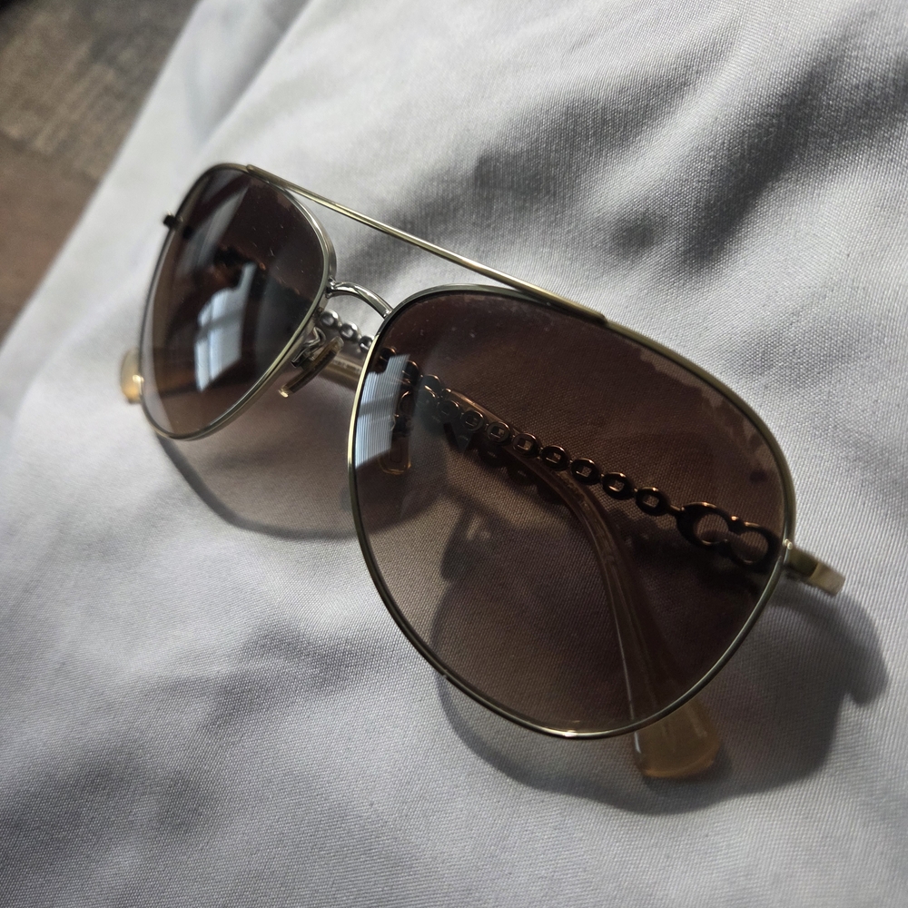 Coach Gold Frame Sunglasses with Brown Lenses